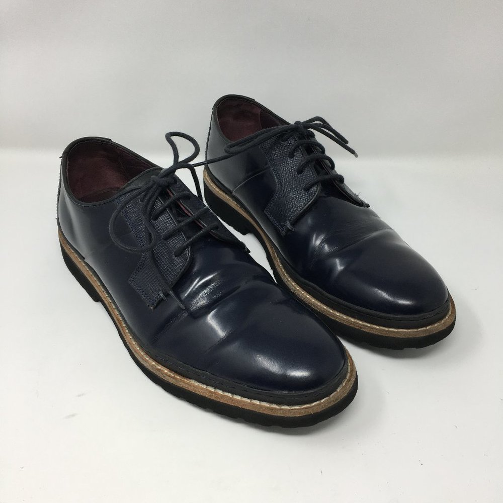 Ted Baker Mens Size 9 OKTIBR Derby Shoes Navy Blue Leather
